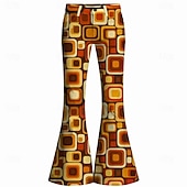 ieftine Pantalonii-Retro / vintage Boho Anii 1970 Pantaloni Pantaloni cu fund clopot Hippie Disc Talie Înaltă Geometric Costume de fancy Bărbați Halloween Carnaval festival de muzică Petrecere cu tematică retro Adulți