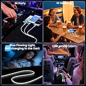 economico Luci decorative-Cavo di ricarica luminoso 3 in 1, cavo di ricarica multi-led, cavo di ricarica luminoso, cavo USB 3A, compatibile con la maggior parte degli smartphone