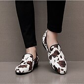 economico Mocassini-mocassini da uomo in similpelle con stampa mucca, alla moda e comodi, perfetti per occasioni semi-formali e uscite informali
