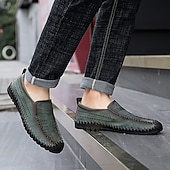 Недорогие Туфли-слипоны для повседневной носки-Мужские зеленые повседневные слипоны из искусственной кожи, удобная и дышащая обувь для отдыха на пляже и летнего расслабления.