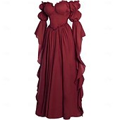 お買い得  ドレス-レトリ／ヴィンテージ 中世 ルネッサンス フロア丈 ドレス エルフ 仮装 女性用 ハロウィーン カーニバル マスカレード ルネッサンスフェア レトロテーマパーティー 大人 ドレス