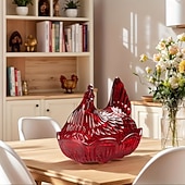 baratos Arrumação de Cozinha-Potes de vidro cristal reutilizáveis em formato de galinha com tampas, ideais para guardar doces, frutas secas, salgadinhos ou como decoração de mesa. Também podem ser usados como prato para servir