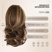 Недорогие Конские хвостики-Накладной хвост 14 дюймов, заколка для волос, наращивание волос для кудрявых и волнистых хвостов, синтетические волосы на заколке-крабике, накладной хвост для женщин, цвет каштаново-коричневый с