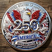  Αναμνηστικό νόμισμα 250ής επετείου 1776–2026 Αμερική Πατριωτικό νόμισμα Αετός Πρόκληση Ελευθερίας, Ενωμένοι Στεκόμαστε 250 χρόνια ελευθερίας, συλλεκτικό αναμνηστικό δώρο
