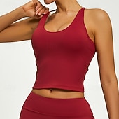 abordables Soutien-Gorges de Sport-Femmes Soutien Moyen Débardeur Rembourré Brassières et Soutiens-gorge/Sport Mince Top Rembourré Salle de sport Exercice Course Léger Élastique Respirant Noir Blanche Rouge Couleur Unie