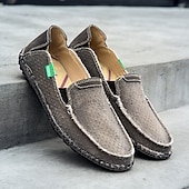 preiswerte Slipper Schuhe-Graue Herren-Slipper aus Canvas, leichte und bequeme Loafer für den täglichen Weg zur Arbeit, Wochenendausflüge und den Alltag.