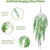 levne Umělé rostliny a zeleň-4 ks umělé girlandy závěsné révy falešné listy smuteční vrby falešná zeleň umělé rostliny realistická dekorace pro domácí kancelář do interiéru a exteriéru