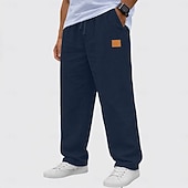 preiswerte Klassiker-Herren Leinenhosen Hose Sommerhose Baggy-Hosen Freizeithose Kordelzug Elastischer Bund Gerader Schnitt Einfach Komfort Atmungsaktiv Volle Länge Täglich Outdoor Ferien Mode Klassicher Stil Schwarz Weiß