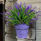 economico Fiore finti-24 mazzi di fiori di lavanda artificiali, piante viola da esterno, fiori finti resistenti ai raggi UV, fiori artificiali da esterno, piante finte in plastica per veranda, giardino, fioriera, cortile,