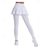 cheap Women's Skirts &amp; Skorts-Women's Solid Colored Casual Skirt Tennis Skort Tennis Skirt with Leggings Sport Skirt Pocket High Waist Quick Dry Breathable Tennis Golf Pickleball Skirt Bottoms Black White Tennis Clothing