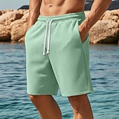 economico Pantaloncini casual-Per uomo Nido d'ape Shorts Pantaloncini Estivi Shorts da Spiaggia Coulisse Elastico in vita Gamba Dritta Semplice Comodità Morbido Lunghezza al ginocchio Quotidiano Spiaggia Moda Chic &amp; Moderno Blu
