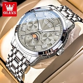 お買い得  機械式腕時計-OLEVS 男性 機械式時計 クリエイティブ 贅沢 ファッション ビジネス スケルトン 自動巻き トゥールビヨン ムーンフェイズ表示 ステンレス レザー 腕時計