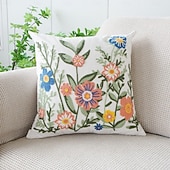 cheap Throw Pillows,Inserts &amp; Covers-Country Style Embroidered Pillow Covers Living Room Sofa Cushion Fresh Floral Plant Throw Pillow for Window Seat Headrest