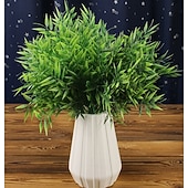 tanie Rośliny sztuczne i zieleń-6 wiązek sztucznych liści bambusa, sztuczne kwiaty z tworzywa sztucznego do dekoracji wnętrz, kompozycja stołowa do salonu i ogrodu