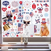  9 ark nye søte hundeflagg-glassklistremerker til uavhengighetsdagen i USA, feirer festivalen med elektrostatiske klistremerker