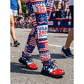  Adidași atletici pentru femei cu ocazia aniversării de 250 de ani a Statelor Unite - Ușori cu imprimare a steagului SUA încălțăminte patriotice cu talpă căptușită pentru sărbătorile de 4 iulie parade