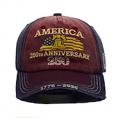 お買い得  アメリカ合衆国250周年-アメリカ合衆国250周年キャップ刺繍愛国的ハット、独立記念日のお祝い、USAフラッグデザイン、男性および女性への完璧な愛国的ギフトセミクインセンテニアル