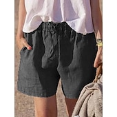 economico Fondi-Per donna Finto cotone e lino Chinos Shorts Pantaloncini Estivi Vacanza Moda Streetwear Corto Vita Alta Semplice Tasca Fascia Elastica Comodo Morbido Confortevole Elasticizzato All'aperto Streetwear