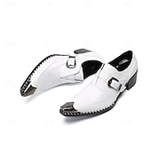 Χαμηλού Κόστους Κλασικά Παπούτσια-Ανδρικά λευκά επίσημα παπούτσια από γνήσιο δέρμα, μοντέρνα παπούτσια με αγκράφα για γάμους, πολυτελή υποδήματα για γαμπρό και καλεσμένους σε γάμο