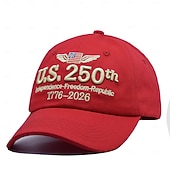 abordables 250 Aniversario de los EE. UU.-Gorra de béisbol del 250.º aniversario, con bordado patriótico de EE. UU., gorra roja ajustable con cierre a presión, conmemorativa del Día de la Independencia de 1776 a 2026, para hombres y mujeres,