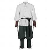 tanie stroje-Średniowieczne Renesansowa Wymyślny kostium Długie rękawy Pirat Wiking Strój na bal maskowy Męskie Wiking Piracki Halloween Karnawał Spektakl LARP Ren Faire Dla dorosłych Koszula Spodnie Pas