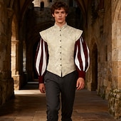 abordables Conjuntos-Medieval Renacimiento Disfraz de lujo Caballero caballero celta Atuendo real Disfraz Hombre Fantasía Víspera de Todos los Santos Carnaval Rendimiento LARP Feria Ren Adulto Chalecos Camisas Pantalones