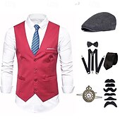 Недорогие Наряды-Бурные 20-е 1920-е годы Ретро Инвентарь Жилет Набор аксессуаров барин Гангстер Маскарадный костюм Муж. Карнавал Маскарад Коктейльная вечеринка Тематическая вечеринка Взрослые