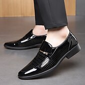 cheap Monk Shoes-Men's Faux Leather Perforated Dress Loafers with Glossy Finish, Stylish Slip-On Shoes for Formal &amp; Evening Events