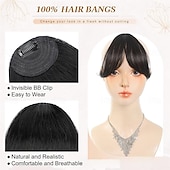 cheap Bangs-Bangs Hair Clip in Bangs Fringe with Temples Hairpieces for Women Hair Bangs Extension for Daily Wear (Natural black#)