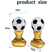 levne Světový fotbalový zápas 2026-Balení 2 ks 47palcových fotbalových balónků s trofejí pro letní fotbalový zápas 2026, football leták, mylarové balónky s trofejí, velké fotbalové párty, sportovní akce, týmové oslavy