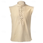 abordables Tenues-Médiéval Renaissance Costume élégant Guerrier Chevalier Viking Déguisement Homme Viking Fantaisie Halloween Carnaval Performance LARP Foire de la Renaissance Adulte Chemise Pantalon Ceinture