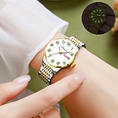 baratos Relógios Quartz-Relógio feminino digital com pulseira de aço inoxidável, calendário e indicador de semana, moderno e elegante para o dia a dia, viagens, uso noturno, ocasiões casuais, esportes e negócios.