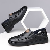 economico Sandali casual-sandali da uomo marroni senza lacci, tomaia traspirante con design casual, comodi per avventure all'aria aperta, abbigliamento casual e attività estive