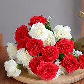 billige Kunstig blomst-kunstig nellikblomst enkeltstilk, imitert nellik til vaseoppsats, dekorasjon til stuebordet, gave til lærerens dag, falsk blomst