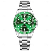 billiga Kvartsklockor-Mors Dag Gåva OLEVS Kvinnor Kvartsur Kreativ Minimalistisk Lyx Casual Kalender Datum Vattentålig Dekoration Rostfritt Stål Armbandsur