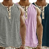  3-delt flerpakning singlet for menn, singlet, ermeløs, henley-skjorte, sommer, enkel, motedesigner, enkel, avslappet, ferie, gate, abc-topp, t-skjorte for menn
