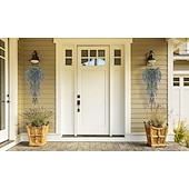 baratos Flor artificial-Conjunto de 4 arranjos de flores artificiais para pendurar, trepadeiras artificiais para exterior, resistentes aos raios UV, decoração de fundo para jardim, varanda, janela, pátio, vasos suspensos,