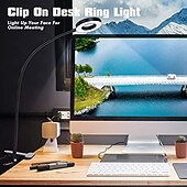 preiswerte Leselampen-1 LED-Klemmleuchte, 48 LEDs, 3 Farbmodi, Helligkeit einstellbar, flimmerfrei, augenschonend, 5V USB-Stromversorgung, geeignet für Arbeitszimmer, Büro, Nachttisch, Live-Stream-Beleuchtung