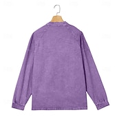 voordelige Casual Henley-T-shirt-Voor heren T-shirt Henley-shirt Overhemd van 100% katoen met zure wassing Lange mouw Effen Effen kleur Vintage Streetwear Casual Kledingstuk geverfd Bleek Puur Opstaand Henley Casual Huis Straat