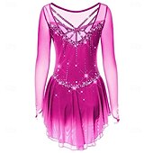abordables Vestidos de Patinaje Artístico-Vestido de patinaje artístico Chica Patinaje Sobre Hielo Vestidos Negro Blanco Amarillo Retazos Costura asimétrica Elástico Entrenamiento Competición Ropa de Patinaje Clásico Cristal / Strass Manga