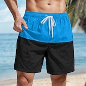 cheap Men's Swim Shorts-Men's Swim Trunks Boxer Swim Shorts Shorts Color Block Plain Comfort Breathable Above Knee Casual Beach Swimming Vacation Fashion Navy Blue Red Micro-elastic