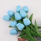 economico Fiore finti-10 tulipani finti, fiori artificiali, fiori finti in PU, steli di tulipano, per bouquet primaverili da matrimonio, composizioni floreali, decorazioni per feste in casa e ufficio, per la festa della