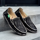 preiswerte Slipper Schuhe-Graue Herren-Slipper aus Canvas, leichte und bequeme Loafer für den täglichen Weg zur Arbeit, Wochenendausflüge und den Alltag.