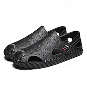 preiswerte Lässige Sandalen-Weiße, perforierte Herren-Freizeitschuhe aus Kunstleder, leichte, atmungsaktive Loafer für sommerliche Mode und legere Treffen