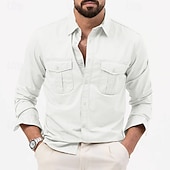 Χαμηλού Κόστους Ανδρικά πουκάμισα εργασίας-Ανδρικά Πουκάμισο Casual πουκάμισο Πουκάμισο με κουμπιά Πουκάμισο φορτίου Μαύρο Λευκό Πράσινο του τριφυλλιού Χακί Στρατιωτικό Πράσινο Μακρυμάνικο Σκέτο Κολάρο Πουκαμίσου Causal Καθημερινά