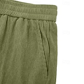 baratos Calções Estilo Casual-Homens Shorts de verão Shorts de praia Shorts casuais Shorts de veludo cotelê Com Cordão Cintura elástica Côr Sólida Conforto Respirável Comprimento do joelho Diário Ao ar livre Feriado Férias Moda