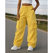  בגדי ריקוד נשים מכנסיים רחבים מכנסי קרגו מכנסי ריצה שרוך כיס מותניים גבוהים תחתיות חדר כושר בגדי ספורט ומנוחה אִמוּן אביב סתיו נושם כושר אמון חוץ ריצה מונח בצורה רפויה בגדי ספורט לבוש אקטיבי אחיד