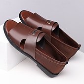 cheap Dress Sandals-Men's Black Slide Sandals, Adjustable Strap, Casual Comfort Sole, Relaxed Summer Style for Beach, Poolside &amp; Daily Wear