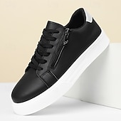 billiga Vardagssneakers-Vita herrsneakers med dragkedja, trendiga och mångsidiga för vardagliga utflykter och resor