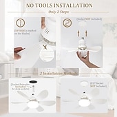 abordables Ampoules de décoration-Ventilateur de plafond avec éclairage intégré et télécommande, ampoule de 1100 lumens, intensité lumineuse réglable (3 couleurs et 3 vitesses), installation facile pour chambre, cuisine, salle à